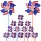 Memorial Day Decorations 4th of July Decorations for Home Outdoor Patriotic Pinwheels,Fourth of July Decorations Patriotic Independence Day Party Supplies Favors,Wind Spinner for Garden 16 PCS